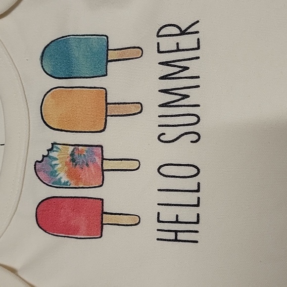 finn and emma 100% organically grown hello summer shoet sleeve bodysuit - Picture 3 of 9